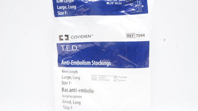 Covidien 7594 T.E.D. Anti-Embolism Stockings Knee Length Large, Long, Size F (x)